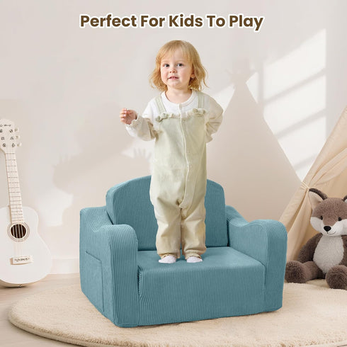 2-in-1 Airpanda Comfy Toddler Chair for Kids, Toddler Soft Plush Couch Fold Out, Convertible Kids Couch to Lounger
