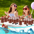 50 Pack Honeydak Flowerpot Dessert Cup Plastic Cake Cups with Lid Shovel Spoon Bottom Tray Small Flower Pot Cups