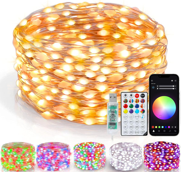 Smart Fairy Lights 33Ft 100 LED Twinkle String Lights with Remote &