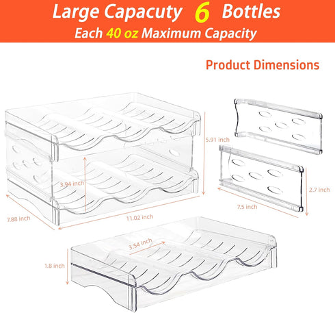 IEEK Plastic Stackable Bottle Storage Holder Rack, Free-Standing Organizer for Kitchen Cabinet, 2 Pack