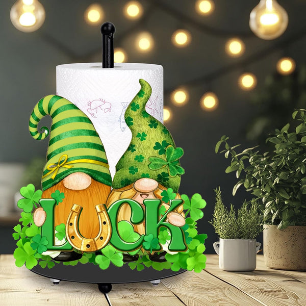 FYSUIMU St. Patrick' s Day Paper Towel Holder Green Luck Shamrock Clover