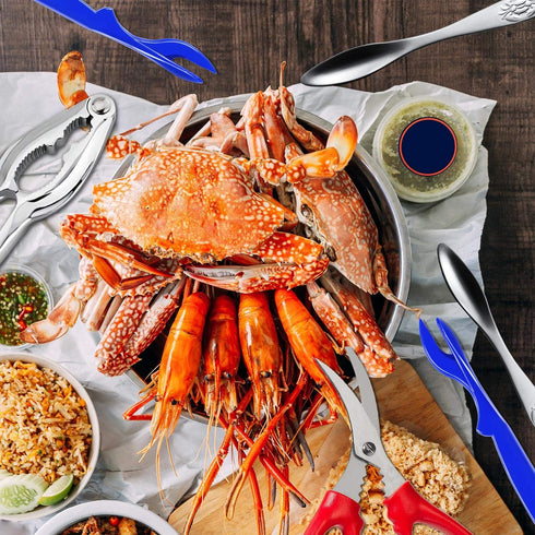 Set, Crab and Lobster Tools - Crab Leg Crackers and Picks Picks Knife for Crab, Shellfish Scissors Nut Cracker