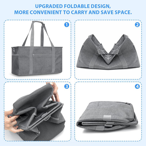 42L 22"x9.8"x11.8" GARPROVM Extra Large Grocery Tote Bag, Reusable Grocery Bags, Foldable Shopping Bag Beach Bag