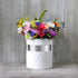 Home Acre Designs Large Ceramic Kitchen Utensil Holder, Farmhouse Countertop Crock in White/Silver
