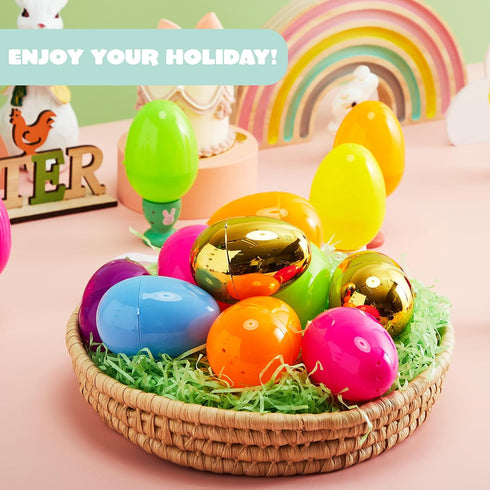 3.15" 494 6 JOYIN PCS Plastic Easter Eggs Golden Eggs, Large Empty Eggshells Fillable for Easter Hunt, Parties, Basket
