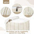 18"x18"x18", AELS Unstuffed Farmhouse Pouf Cover for Living Room, Boho Storage Bean Bag Cubes, Beige with Brown Stitch