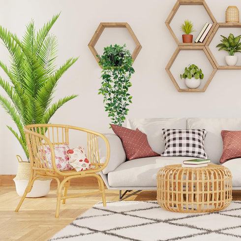 Whonline Fake Hanging Plants, Artificial Small Potted Plants for Indoor Outdoor Aesthetic Decor - 1 Pack