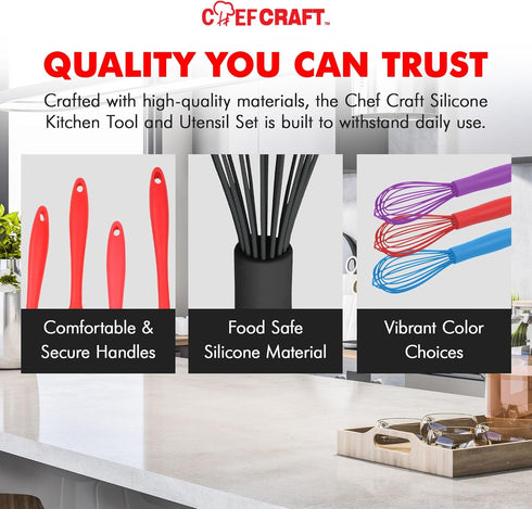 Chef Craft Premium Silicone Wire Cooking Whisk, 10.5 inch, Black