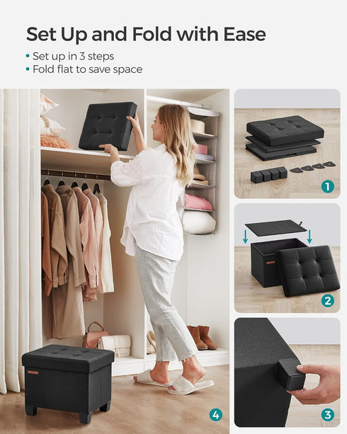 12.6 15.7 13.2 Inches 660 lb, ULSF012B01 SONGMICS Storage Ottoman, Small Ottoman Foot Rest with Legs, x x Foot Stool