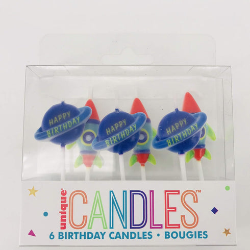 Unique Party Outer Space Birthday Candles, 6 pc
