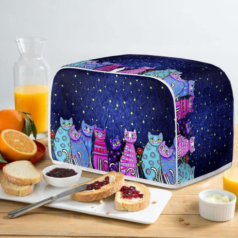 Toaster Cover 2 Slice Small Appliance Covers Organizer Colorful Cats Pattern Washable Toaster Bag Bread Maker Cover, S