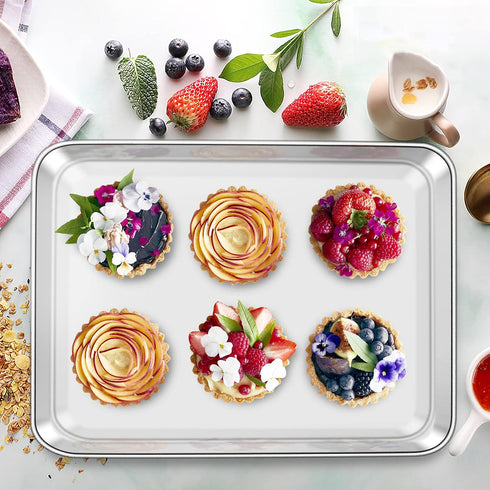 Baking Sheet with Cooling Rack Set, 2 Sheets + 2 Racks, Deedro Stainless Steel Cookie Half Sheets Baking Pan