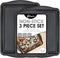 Perlli Cookie Sheets for Baking, 3-Piece Non Stick Oven Pan Tray Set, Carbon Steel BPA Free for Cakes and Cookies