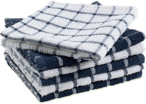 DII Nautical Blue Basic Terry Collection Windowpane Dishcloth Set, 12x12, 6 Piece