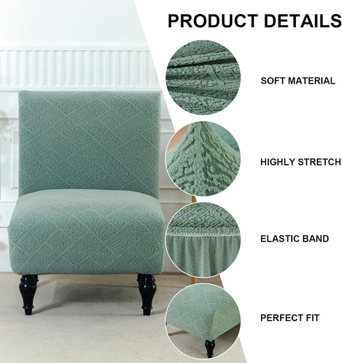Armless Armless Bedroom(Green,1PC) Accent Chair Cover Stretch Jacquard Accent Chair Covers Without Arms Washable