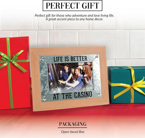 Pavilion Gift Company Casino People Photo Frame, 9.5" x 7.5", Self-Standing Gambling Desk Home Decor