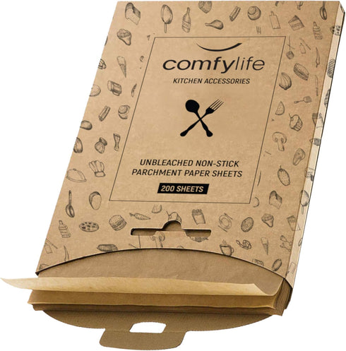 Comfylife 200 x Parchment Paper Sheets: No Curl, No Tear, No Burn Baking Paper (16 x 12 inch)