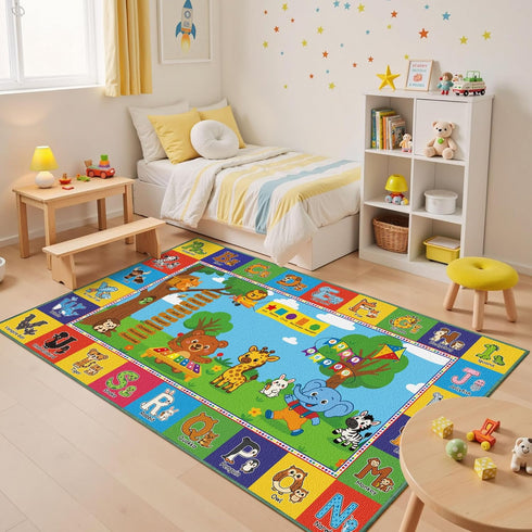 3x5 36"x60" Upgrade Ultra Non Slip ABC Rugs for Kids Playroom, Washable Alphabet Floor Play Mat for Toddlers Baby
