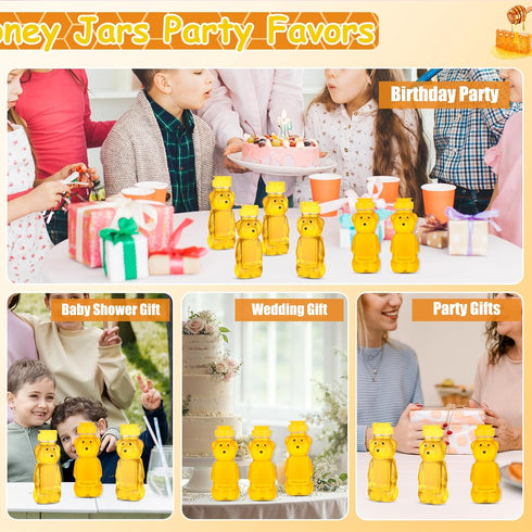 8oz 50 2 (36-set) Plastic Honey Bear Bottle Mini Honey Jars Party Favors Small Honey Bear Bottles with Lids Bear Shape