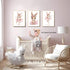 Set 3, 12x16 Baby Girl Nursery Wall Decor, Easter Nursery Canvas Wall Art Paintings of Cute Animal Pink Bunny Posters