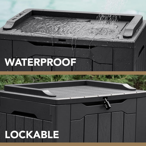 30 (30 Devoko Gallon Resin Deck Box Waterproof Outdoor Storage Box for Patio Furniture Pool Accessories Indoor Storage