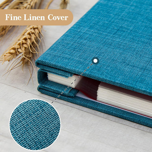 potricher Large Photo Album - Self Adhesive 3x5 4x6 5x7 8x10 Pictures Linen Cover with 40 Blank Pages and Metallic Pen