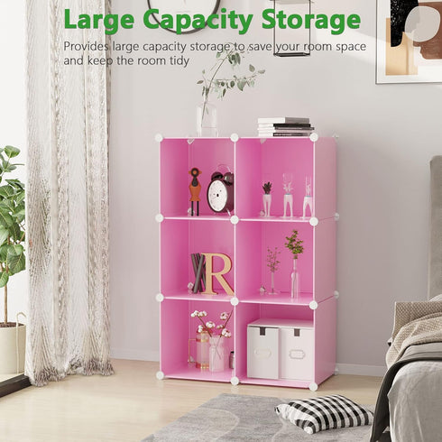6-Cube Closet 36.6" 12.4" 36.6" UPCS06P C&AHOME Cube Storage Organizer, Shelves Units, Cabinet, DIY Plastic Modular