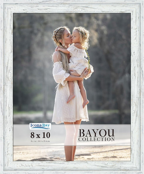 Icona Bay 8x10 Cloudy White Picture Frame - Cape Cod Style 8 x 10 Photo Frame for Table Top or Wall Mount