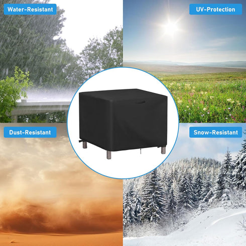 16 Inch, 16 16 17 Inch Patio Ottoman Cover Square Waterproof Outdoor Side Table Furniture Covers, Heavy Duty Outdoor
