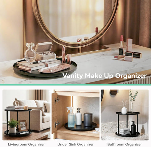 MUNEK 9" Organizer,2 Lazy Susan Tier Rotating Spice Rack Organization,Metal Lazy Susan for Table Top,Pantry, Bathroom