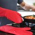 Ultra Heat Resistant BPA-Free Silicone Oven Mitts up to 500°F - Canyon Red Long Pot Holders with Cotton Liner 13.7
