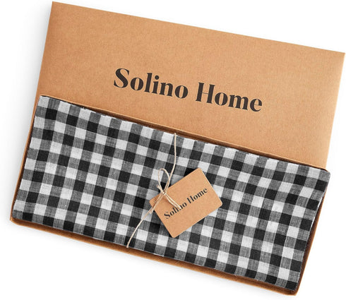 36 Inches 100% 14 36 Inch Summer, Solino Home Linen Gingham Check Table Runner - Pure Linen Black Checkered Table
