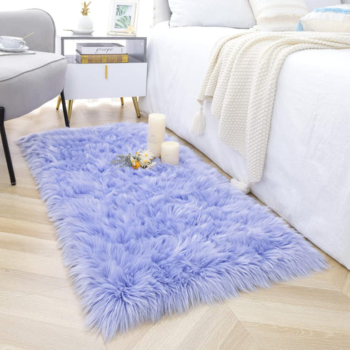 Noahas Luxury Fluffy Rugs Bedroom Furry Carpet Bedside Faux Fur Sheepskin Area