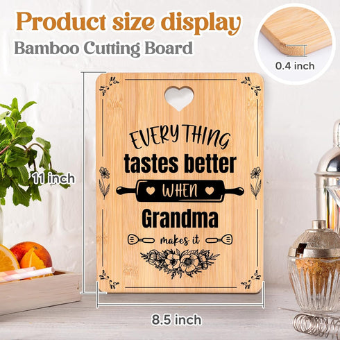 Engraved Bamboo Cutting Board Gifts for Grandma, Touching Sayings, Birthday Gifts for Grandma