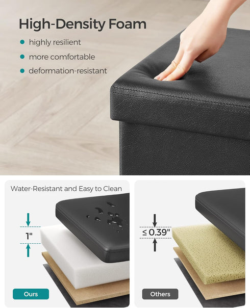 15 Inches 660 lb, ULSF101 SONGMICS MAZIE Collection - Ottoman with Storage, Footstool, Storage Ottoman, Load for Dorm