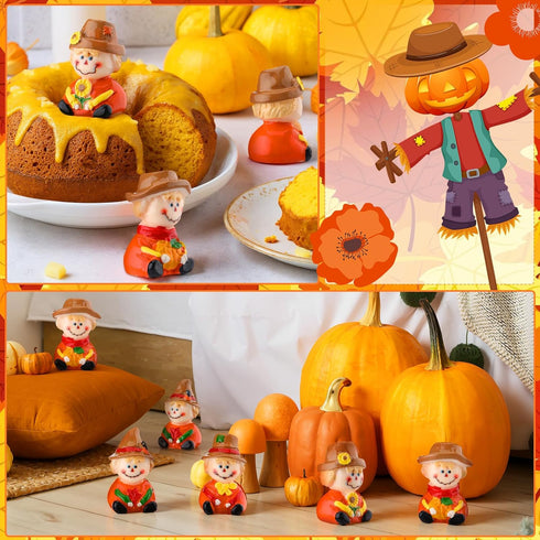 40 Wesiti Pcs Thanksgiving Mini Resin Figurine Scarecrow Fall Miniature Resin Statues Tiny Scarecrow Figurine to Hide