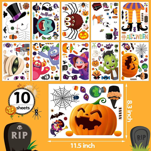 BAYLAY Halloween Window Clings, 10 Sheets Double Sided Stickers for Halloween Window Decorations