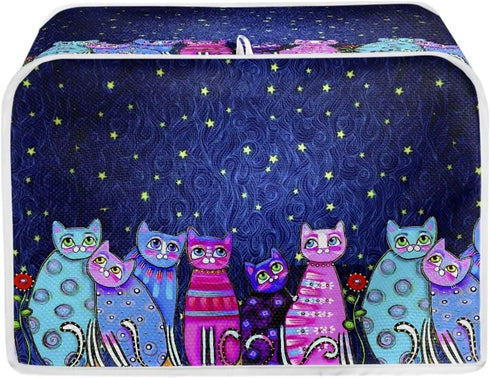 Toaster Cover 2 Slice Small Appliance Covers Organizer Colorful Cats Pattern Washable Toaster Bag Bread Maker Cover, S