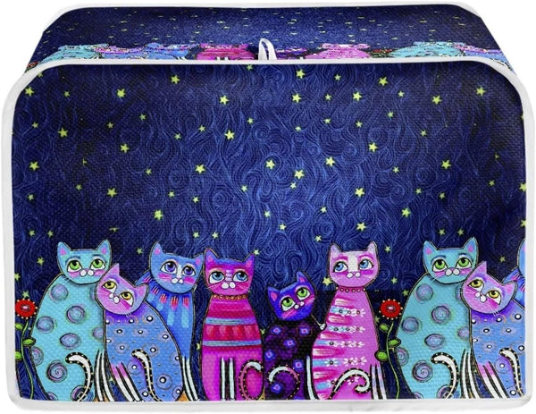 Toaster Cover 2 Slice Small Appliance Covers Organizer Colorful Cats Pattern Washable Toaster Bag Bread Maker Cover, S