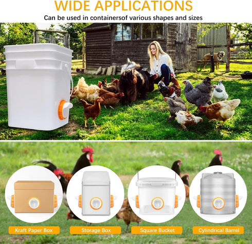 12 Pack 12 1 Chicken Feeder Port, Chicken Feeders No Waste with Lids Drill Bit, DIY Automatic Poultry Feeder Cups Kit