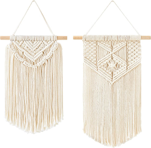 Mkono 2 Pcs Macrame Wall Hanging, Boho Wall Art Decor, Chic Bohemian Room Decor for Bedroom and Living Room