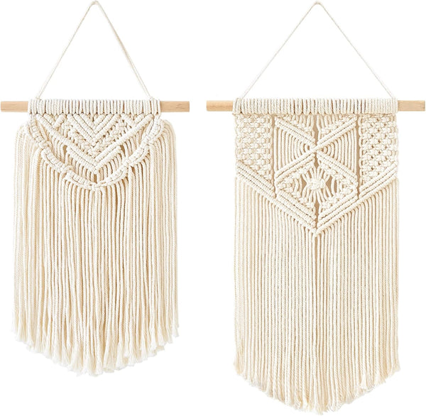 Mkono 2 Pcs Macrame Wall Hanging, Boho Wall Art Decor, Chic Bohemian Room Decor for Bedroom and Living Room