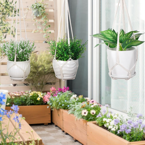 3 Pack 3 35"/29"/23" YIBOT Macrame Plant Hanger Indoor Hanging Planter for Plants Holder with Hooks, Size No Tassels