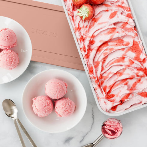 Set 2 2 Frozen ZICOTO of Reusable Ice Cream Tub Containers Quart Each - Perfect for Homemade Sorbet, Yogurt Or Gelato