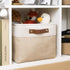 DULLEMELO Collapsible Rectangle Fabric Storage Basket, Organizing Clothes, Toys, Laundry, White & Khaki