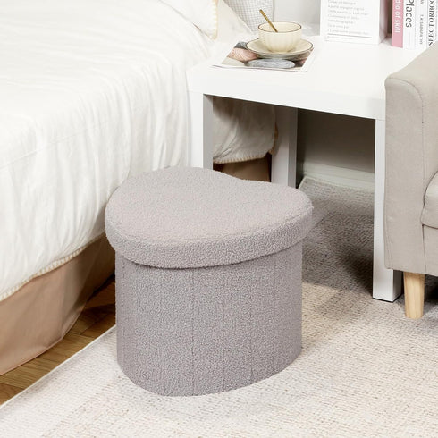 15"x15"x15" B FSOBEIIALEO Storage Ottoman Cube, Heart Shaped Ottomans with Storage Foot Stool Footrest for Lving Room