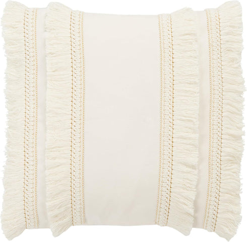 Safavieh Home Collection Grema Boho 16-inch White Fringe Decorative Accent Pillow PLS7142A-1616