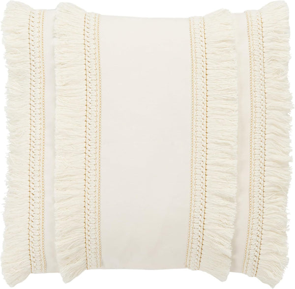 Safavieh Home Collection Grema Boho 16-inch White Fringe Decorative Accent Pillow PLS7142A-1616