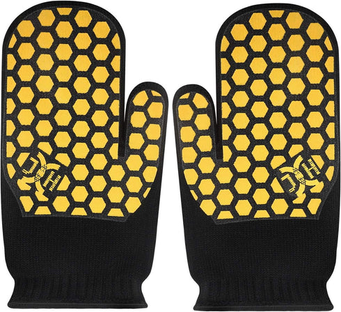J H Heat Resistant Oven Glove 932 °F EN407 Certified - 2 Layers Silicone Coating, 1 Pair for Cooking, Grilling