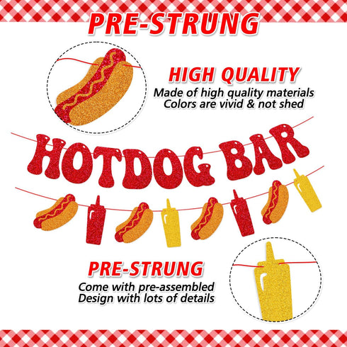 YWLACC Hotdog Bar Banner Hotdog Birthday Party Supplies for Children Kids Sausage Bday Party Decorations